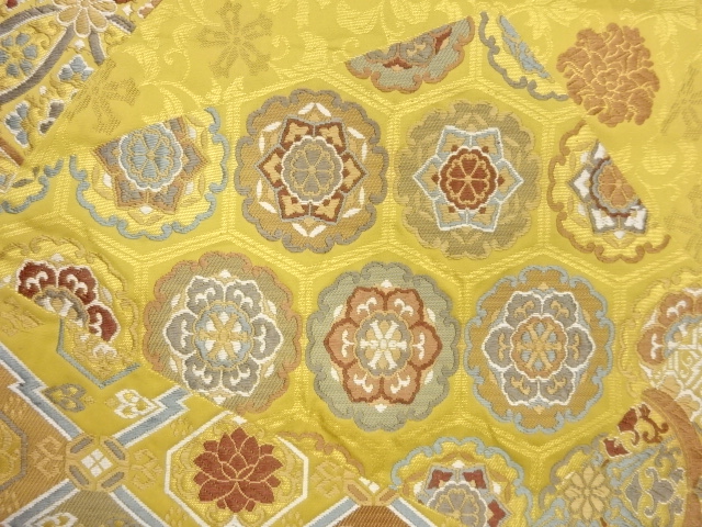  切り嵌め風華文に名物裂模様織出し袋帯